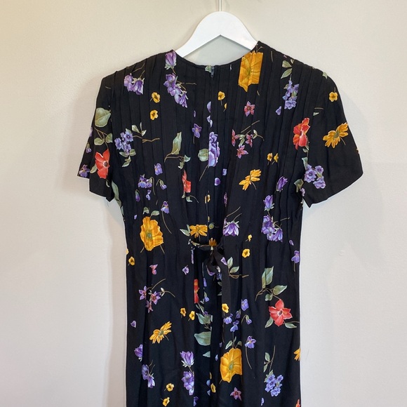 Positive Attitude Vintage Dress Floral Black Size 8 - Picture 4 of 5